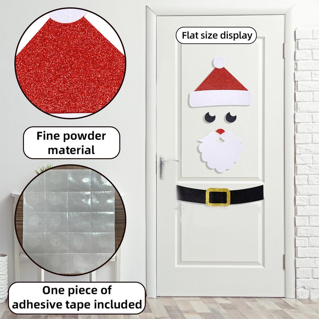 Christmas Decorations Felt Cloth Cartoon Door Stickers Shop Window Decorative Ornament Decor Xmas Elk Door Decals