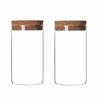 Two 300ml/10oz Empty Clear Glass Bottles with Corks - Refillable Dry Food Storage Containers/Vials/Jars for Flower Tea, Dried Fruits, Nuts, Candy, Con
