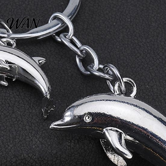Keychain Charm Pendant Zinc Alloy Dolphin Design Key Chain Easy to Hang Electroplated Metal Ring Backpack Car Accessory