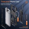 Прочный бронированный противоударный чехол для iPhone 12 13 14 15 16 Plus 16e Air 17 Pro Max из ТПУ, пластика, металла с подставкой, магнитная крышка для телефона