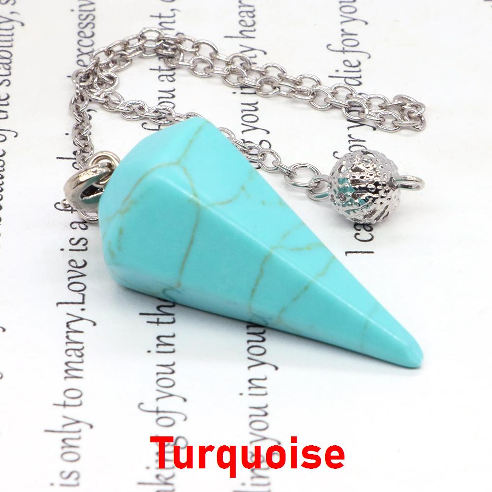 Natural Stone Reiki Healing Pendulum,For Dowsing Spiritual Divination Cone Crystal Quartz Pendulos Small Size Necklace Jewelry