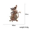 Blucome Cat Playing The Violin Shape Brooches for Women Girls Simulated Zircons Gold Color Jewelry Pins