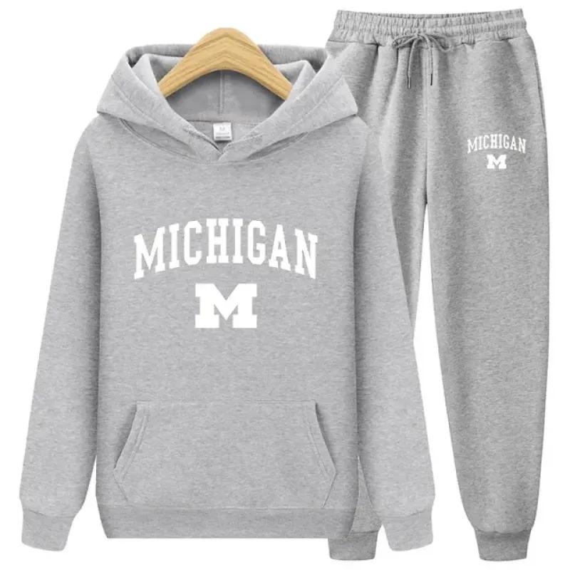 Осень-зима 2023, новая спортивная одежда, спортивные костюмы, мужские повседневные теплые плюшевые толстовки с буквенным принтом, брендовый принт, мужской наряд из 2 предметов