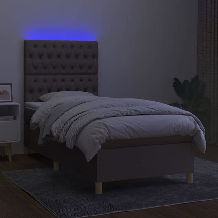 Maison Exclusive - Sommier à lattes de lit et matelas et LED Taupe 100x200cm Tissu