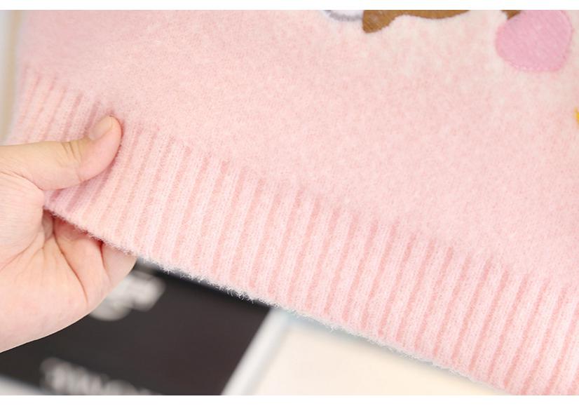 Girls' Cartoon Winter Sweater - Stylish Knitwear for Medium and Large Children