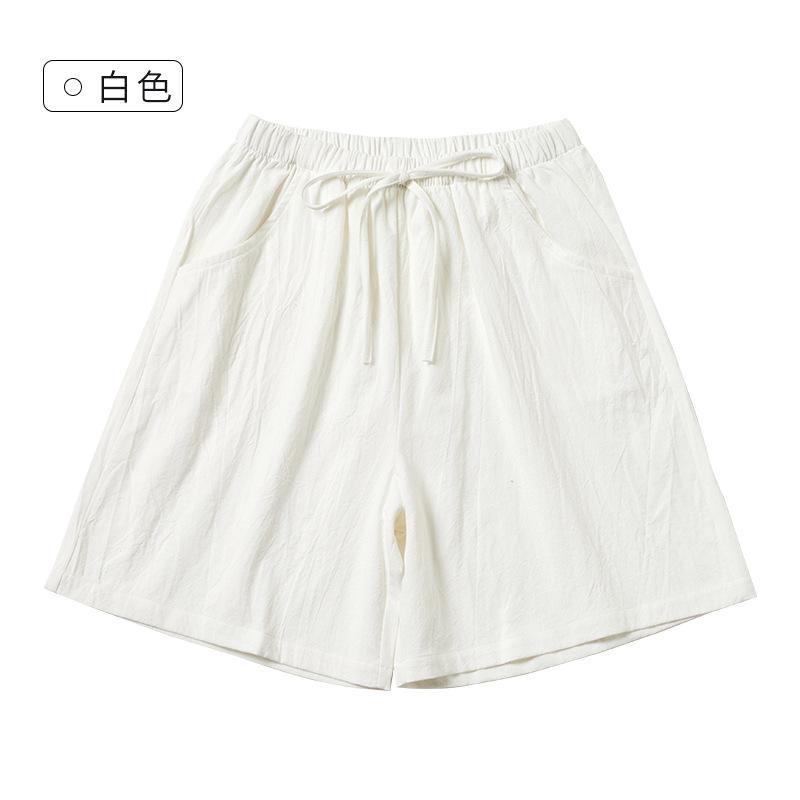 Spring and Summer New Cotton and Linen Shorts Women's Outer Wear Thin A- Shown Wide Leg High Waist Slimming Plus Size Loose Casual Shorts for Women