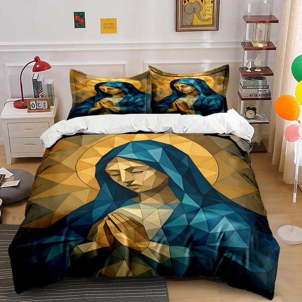 Geometric Virgin Mary illustration. Bedding sets Duvet cover sets Duvet covers Pillowcases(1*Duvet Cover 2*Pillowcases without duvet insert)