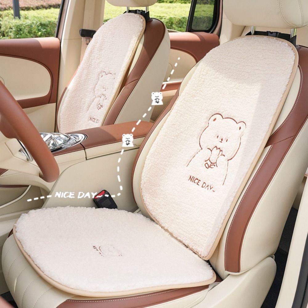 Cartoon Winter Seat Cushion Anti Slip Bear Car Cushion Durable Car Warm Seat Cushion Drive