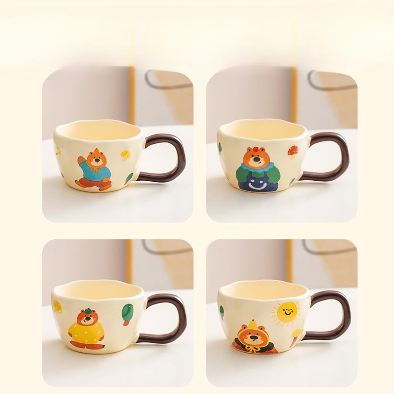 Cute Ceramic Cup Cartoon Mug Home Boys and Girls Ceramic Water Cups Couple Coffee Cup Breakfast Cup