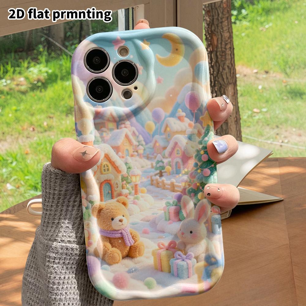 Phone Case: 2D flat, suitable for iPhone 18 17 16 15 14 13 12 Pro, phone decoration, winter town, perfect holiday gift for Christmas and Halloween