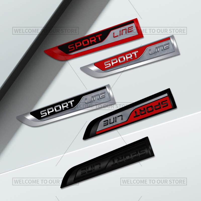 JBIW9 3D Car Styling Sport Line Emblem Side Badge Metal Stickers Rear Trunk Decals For Skoda Citigo Octavia Kodiaq Kamiq Yeti Fabia RS