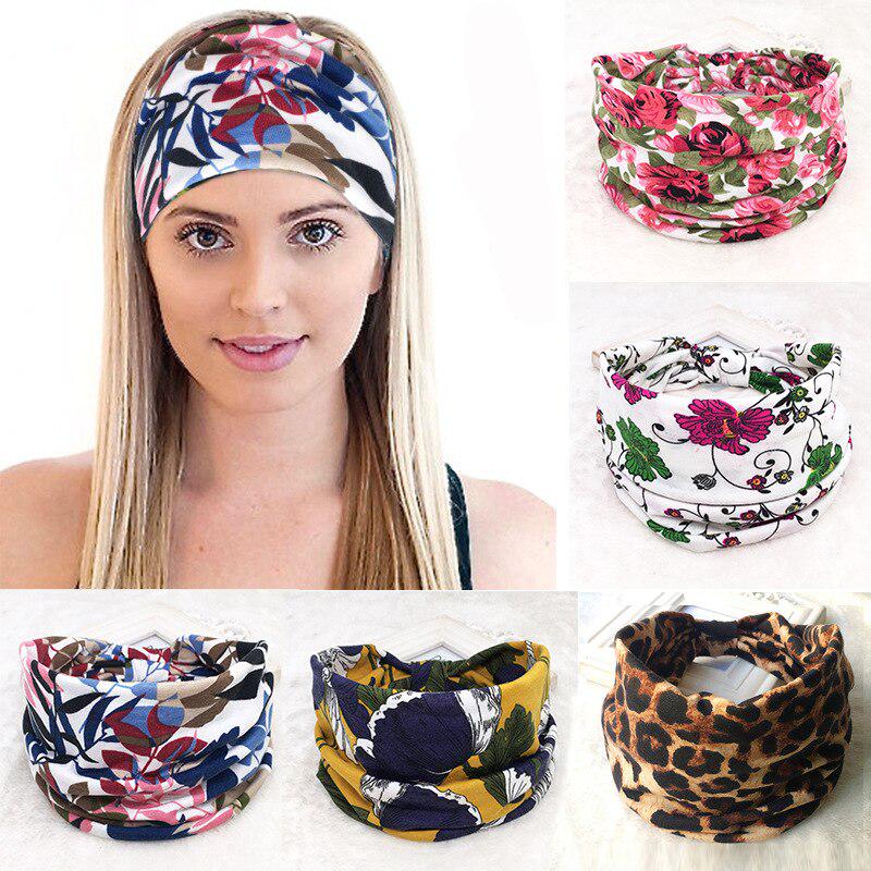Bohemian Wide Stretch Headband Women Turban Flower Floral Elastic Hair Band Hair Accessories