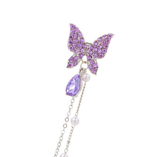 1 пара серег-гвоздиков со стразами и бабочками с длинными кисточками из искусственного жемчуга, элегантное очарование в форме капли воды