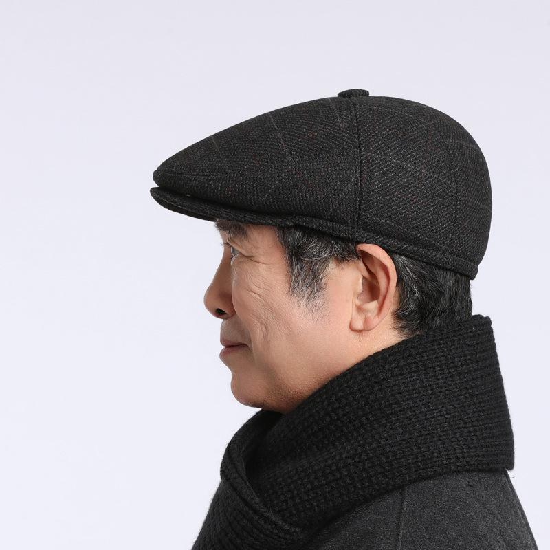 Стильная кепка «утконос» для мужчин среднего и пожилого возраста — теплая повседневная шапка с бархатной подкладкой для осени и зимы на открытом воздухе.