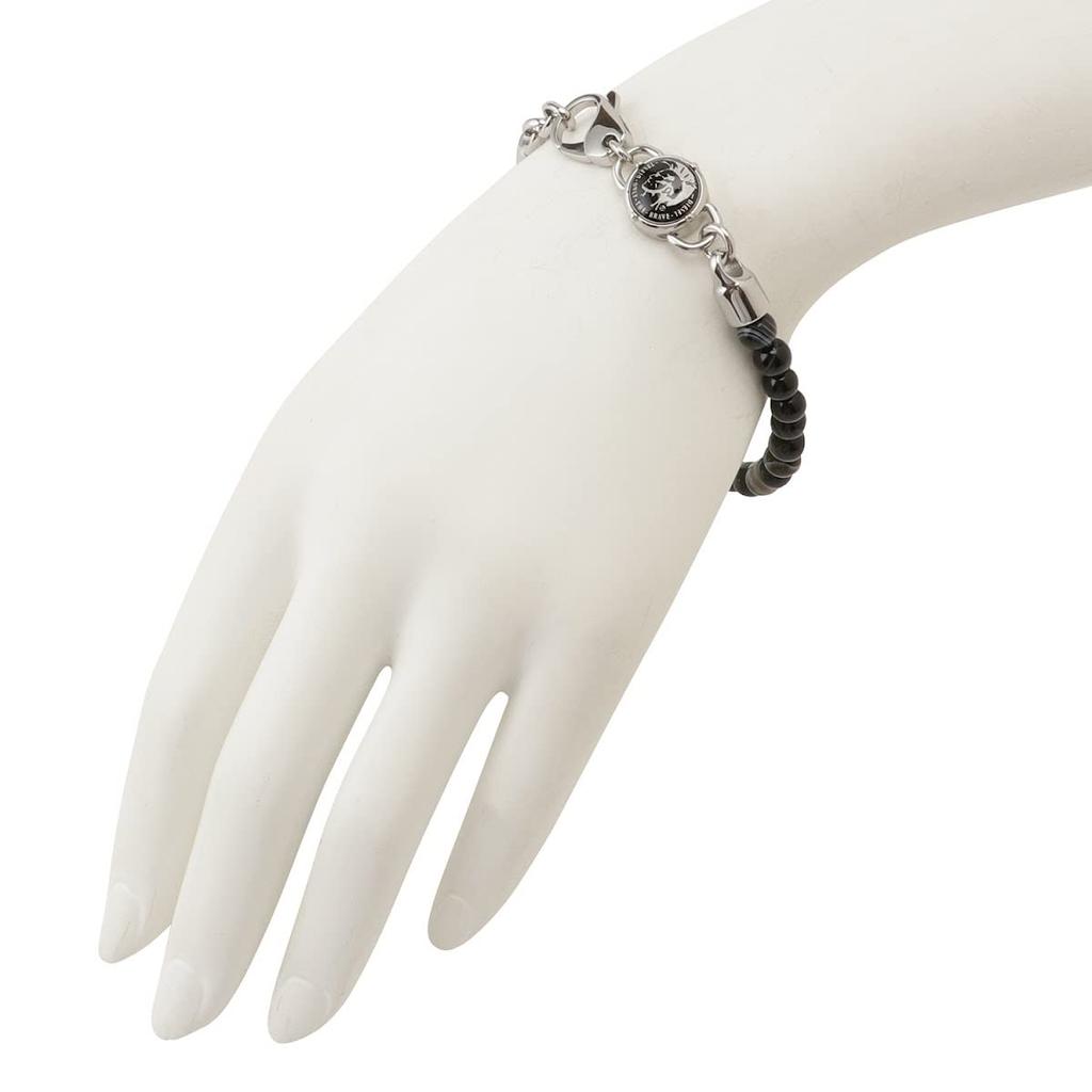 DIESEL DX0848040 Beaded Bracelet In Black Multi/Silver, Braveman (Mohawk) Style, Men's Accessory [Parallel Import]
