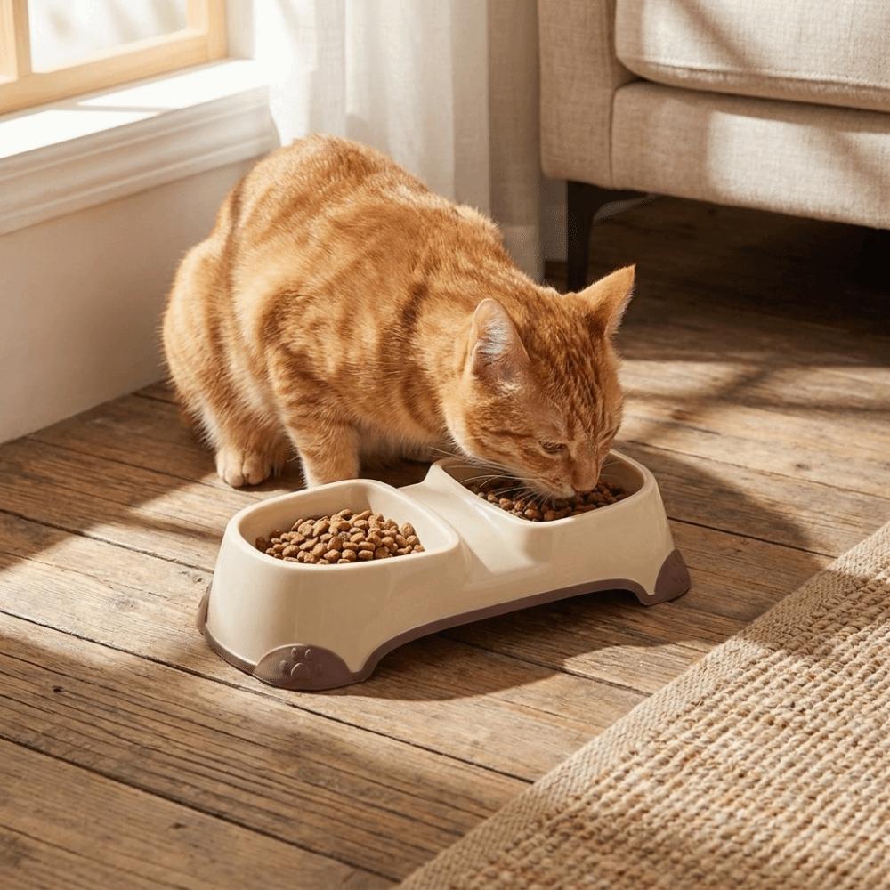 Dog Paw Printed Pet Feeding Bowl Anti-Spill 2-in-1 Feeding Dish Raised Cat Water Bowl Indoor Use