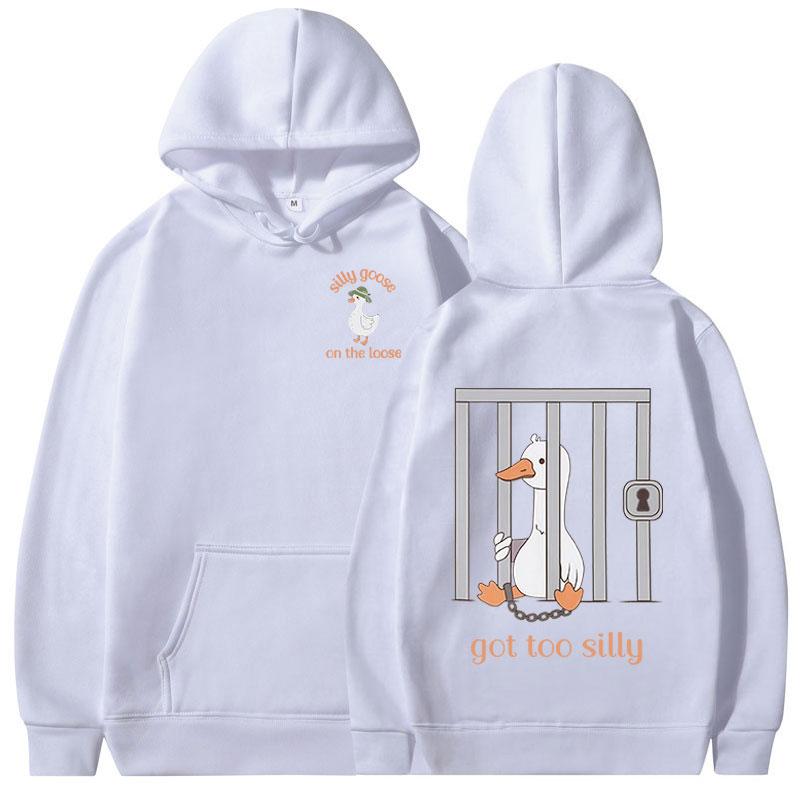 Глупая Гусь Свободный Худи Смешная Мужская и Женская Повседневная Одежда Чистый Хлопок Осень и Зима Худи с Слишком Глупыми Мемами