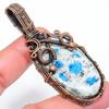 Natural K2 Azurite Gemstone Handmade Copper Wire Wrap Gift Pendant 2.92" C6n71