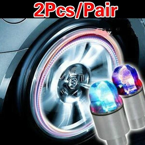 Автомобильные аксессуары, принадлежности для велосипеда, неоновые синие стробоскопические светодиодные колпачки для вентилей шин, 2 шт./комплект