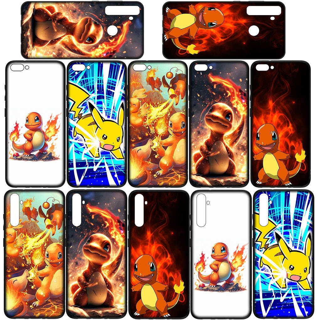 Чехол для iPhone 16 15 Xiaomi Redmi Note 14 13 12 11 Pro Max X 8 9 16e Samsung Galaxy S25 S24 S23 Moto OPPO Huawei Charmander Аниме Пикачу Чехол для телефона