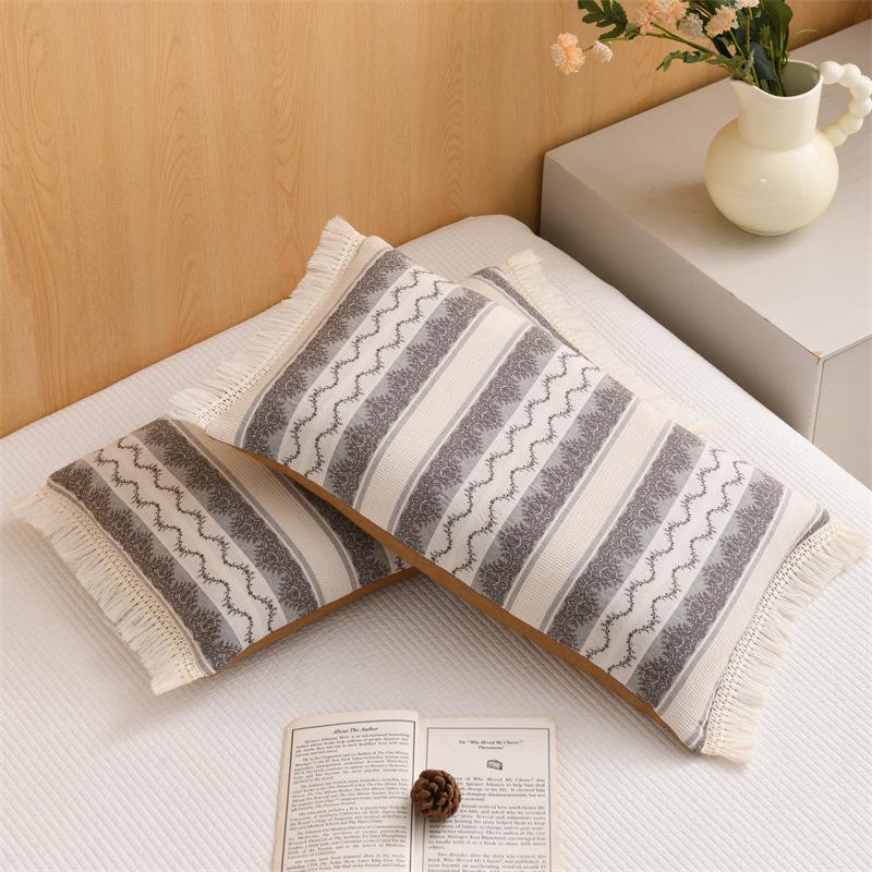 All-Cotton Tassel Lace Buckwheat Husk Pillow for Adults and Students