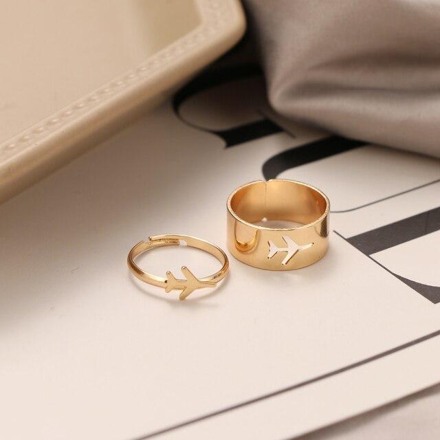 Модные золотые кольца с пламенем для женщин и мужчин, комплект колец для влюбленных пар, помолвка, свадьба, открытые кольца, ювелирные изделия