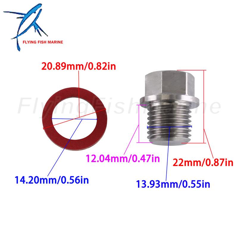 Outboard Motor 90340-14M06 14M00 18-2456 Oil Drain Screw Plug for Yamaha 75HP-300HP, 3R3077051M for Nissan Tohatsu