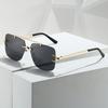 Солнцезащитные очки без оправы с двойной переносицей Мужские брендовые солнцезащитные очки Женские винтажные модные квадратные очки Мужские Женские Градиентные Очки UV400
