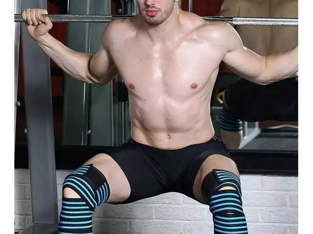 Elastic Knee Wraps 1.8m Compression Bandages for Gym, Adjustable Knee Support Straps 2 Pack.
