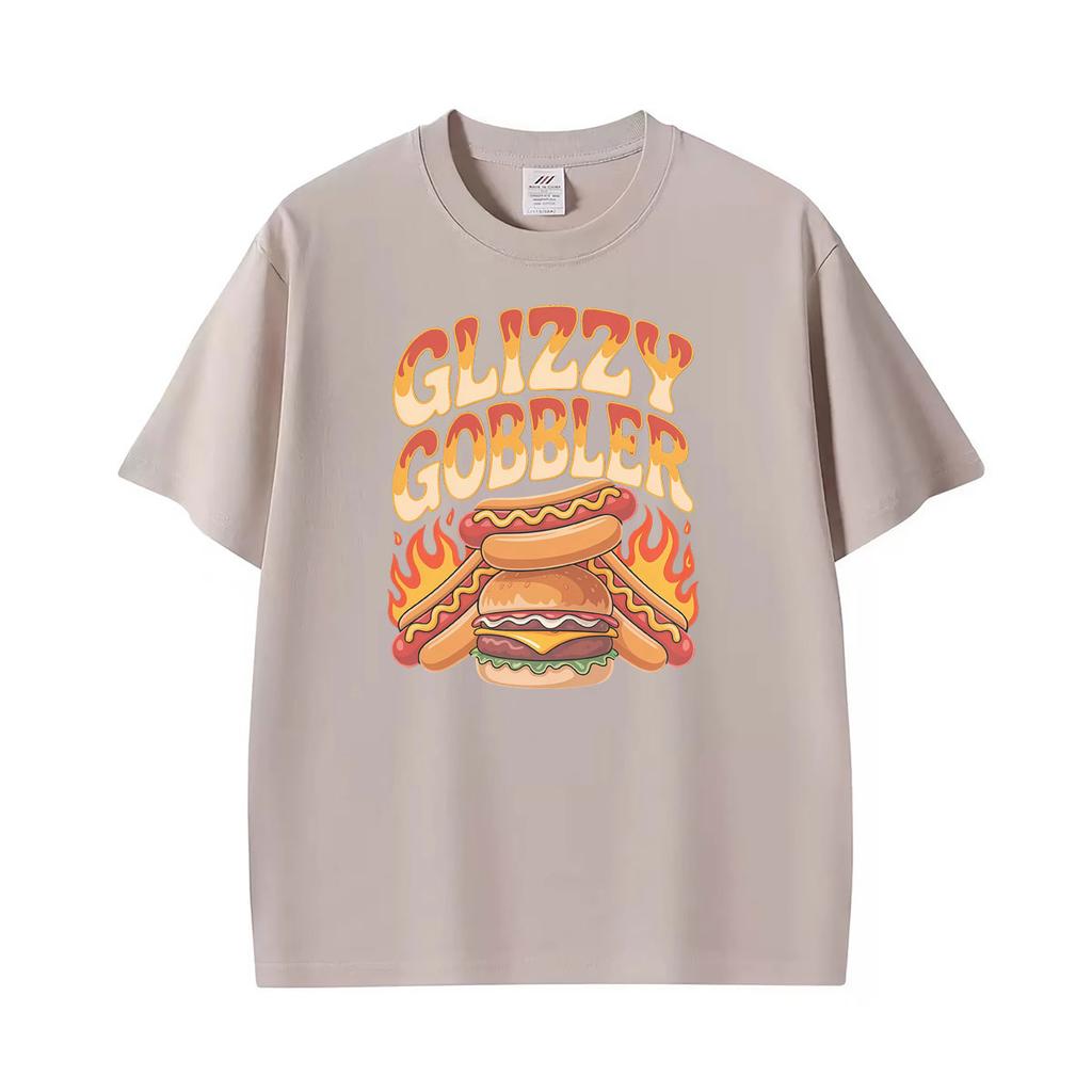 Glizzy Gobbler Faded Vintage Hot Dog Funny Meme Graphic Tshirts Unisexs Unisex Classic Cotton T Shirt Casual Short Sleeve T Shirts