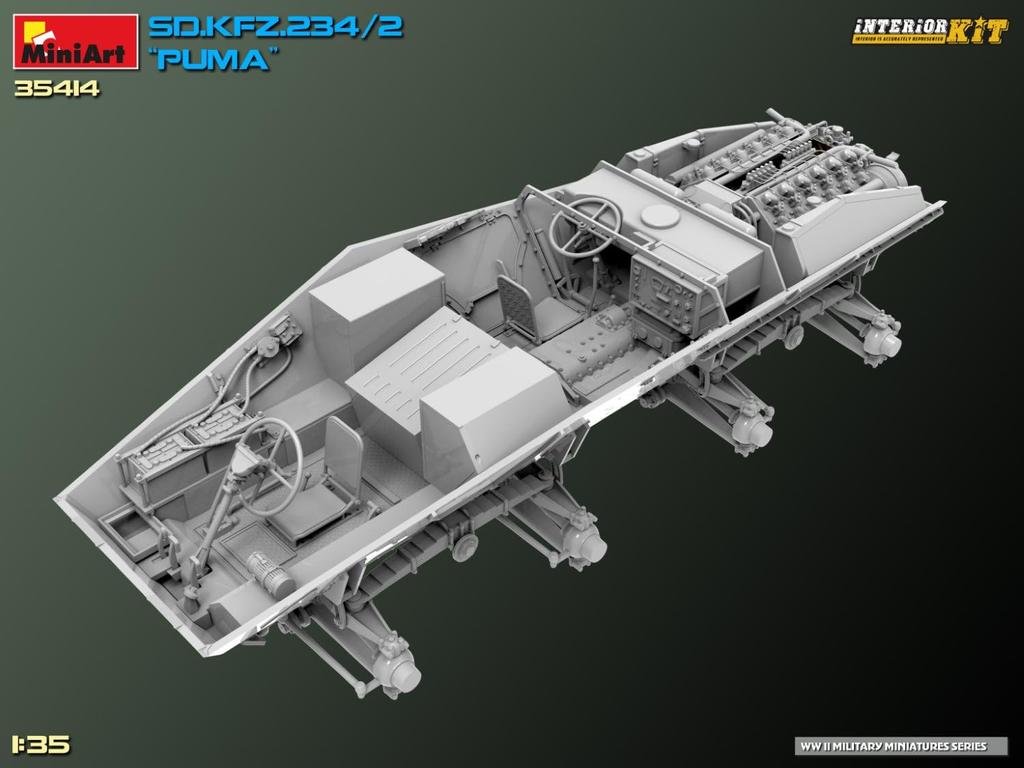 MiniArt 1/35 Second World War German Army 8-Wheel Heavy Armoured Car Sd.Kfz.234/2 Interior Kit Plastic Model MA35414