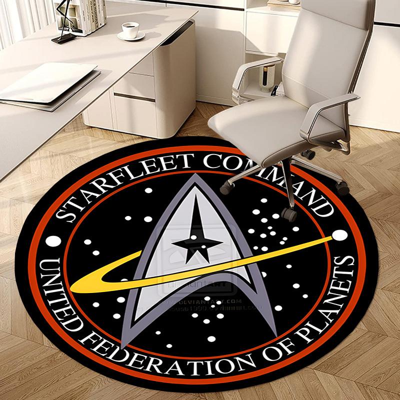 1pc Starfleet Command Logo Round carpet, Made of Polyester,Perfect for Decorating Office Chairs, Living Rooms,Vibrant Decorative Rug