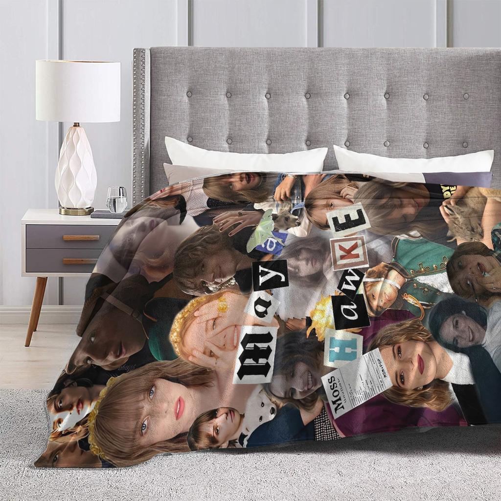 Maya Hawke Abstract Collage Blanket  Super Warm Funny Plush Throw Blanket For Kids Adult Couch Chair Flannel Bedspread Bed Cover