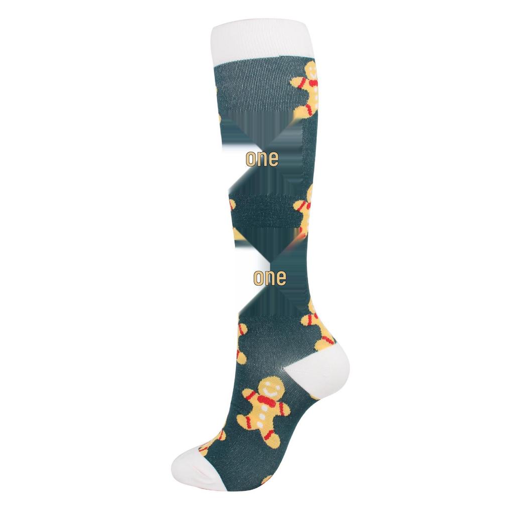 Женские полосатые рождественские компрессионные носки - Дизайны с елкой, шляпой, животным, спортивный, ретро