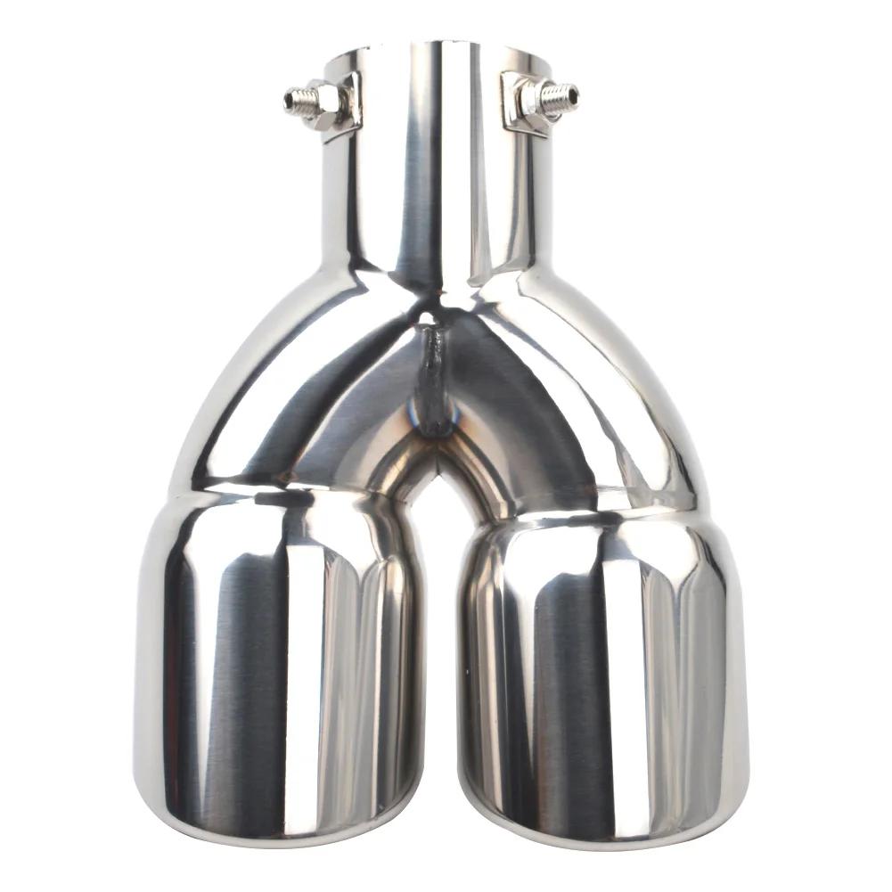 Bolt-on Dual Exhaust Tip Rolled Stainless Steel Square End One Change Two Double Slant Cut Tailpipe Muffler Tip 3 inch Inlet