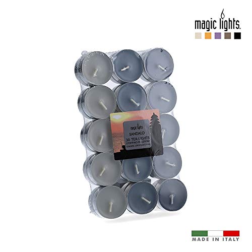 pack 30 unid. velas con aroma sándalo 3,7cm magic lights