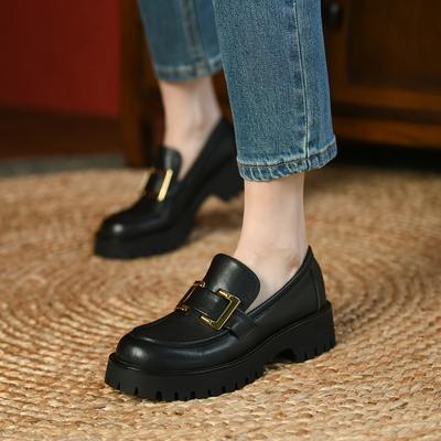 Новая модная женская обувь, повседневные лоферы из спилка, удобные туфли-лодочки, туфли на платформе, женские туфли на каблуке с круглым носком