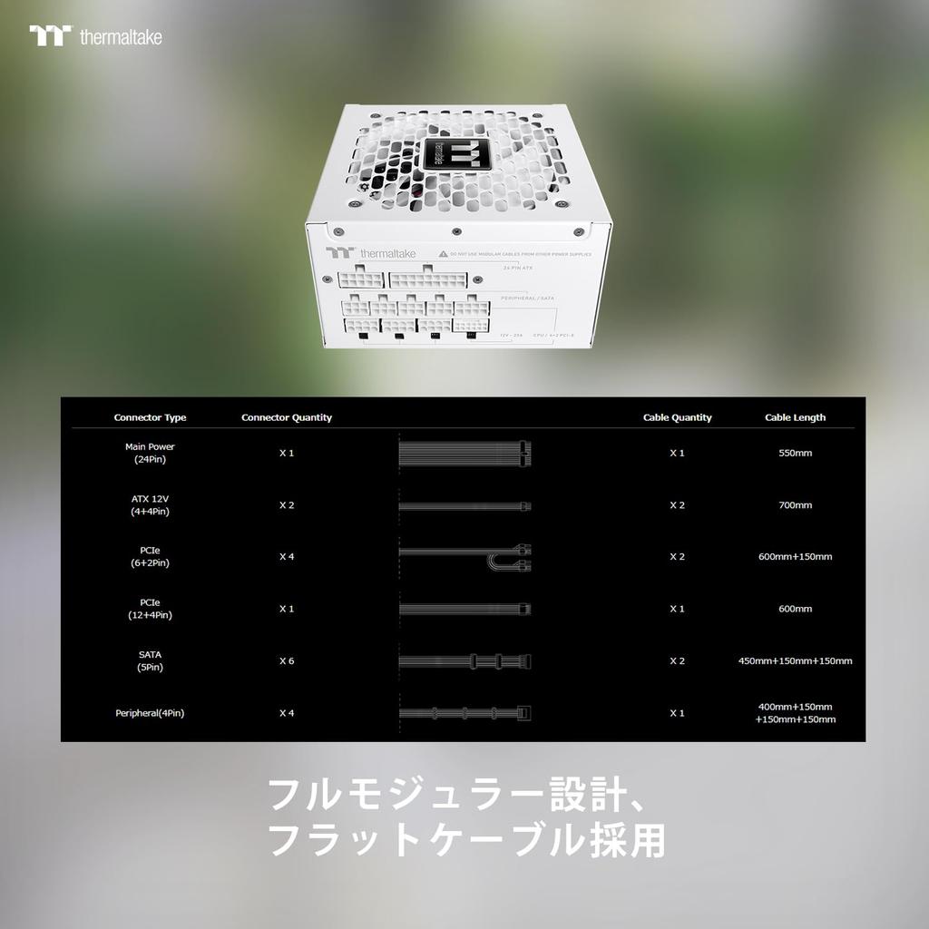 Thermaltake TOUGHPOWER GT 750W Snow ATX 3.1/PCI Express 5.1 Compatible 80PLUS GOLD PC Power Supply Unit White PS-TPT-0750FNFAGJ-W PS1502