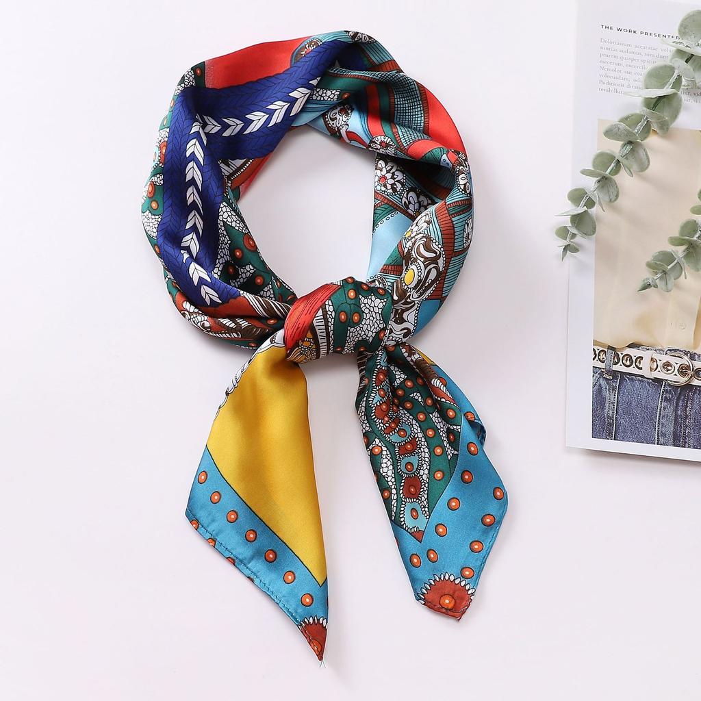 70 * 70 Four Seasons Available New Women'S Small Square Scarf, High Grade Letter Printed Scarf, Professional Scarf, Satin Scarf