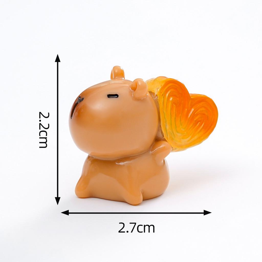 7Pcs/set Cartoon Cake Bread Capybara Animal Miniatures Resin Ornaments Fairy Garden Decoration Micro Landscape