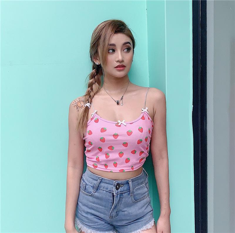 Белые сексуальные топы на бретельках с открытой спиной и принтом для женщин, уличная одежда 2022 Y2K, вязаный жилет без рукавов в рубчик, укороченный женский топ