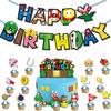 Super Mario Birthday Party Decoration Set Cartoon Themed Flags And Cake Toppers