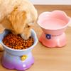 Flower Shape Pet High Foot Bowl Gradient Color Pet Drinking Feeder Multi-use Cat Bowl  Kitten Puppy