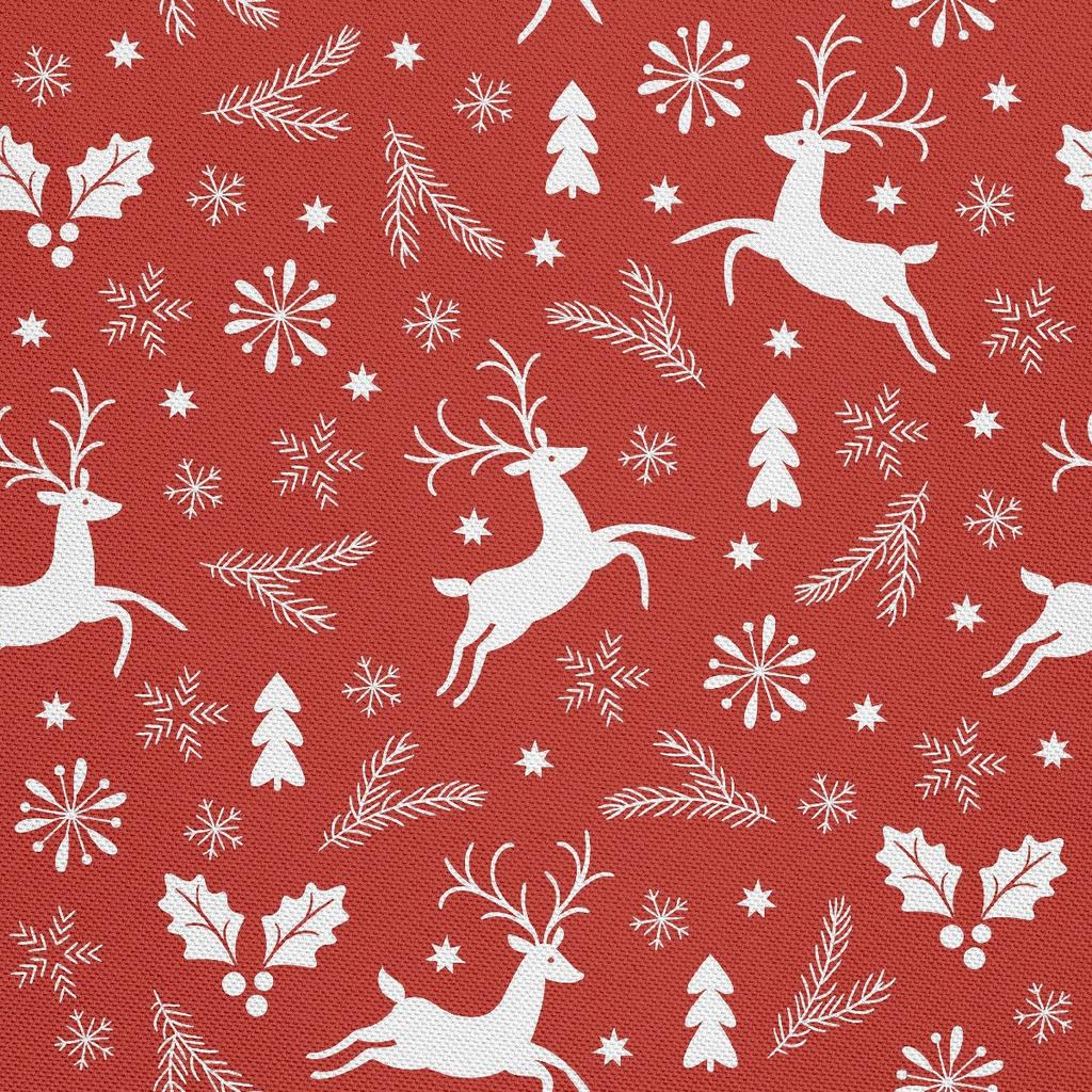 Outdoor Dekostoffe Oxford - Motiv Weihnachtsthema Auf Rotem I Dx461