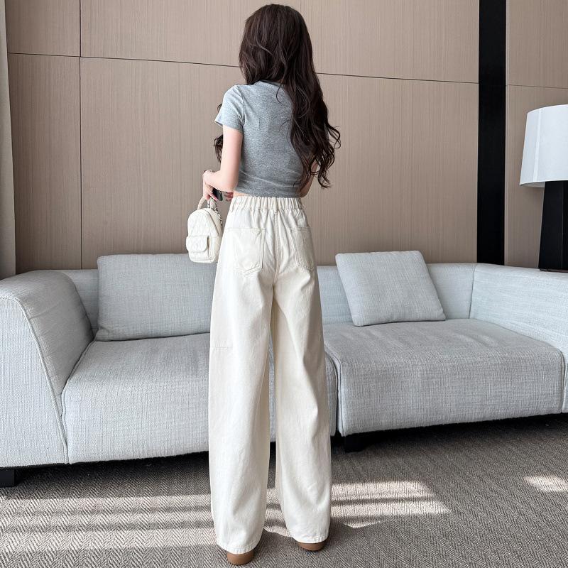 Small elastic waist wide leg banana pants women's spring and summer new high waist loose retro scimitar jeans