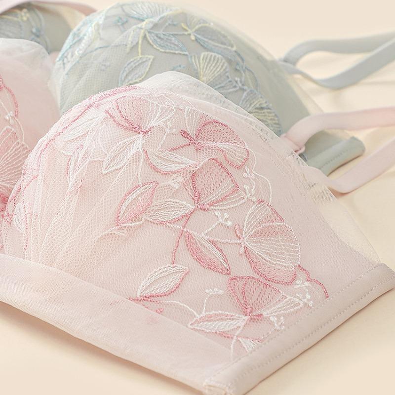 Французское нижнее белье, сетчатый бюстгальтер со съемными бретелями и вышивкой из сладкого кружева