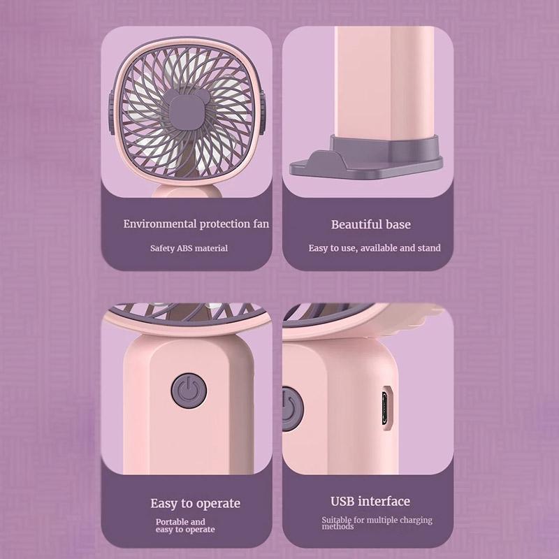 New Handheld Portable Mini Fan USB Rechargeable Multi-function Fan with Mobile Phone Holder Function for Office and Dormitory