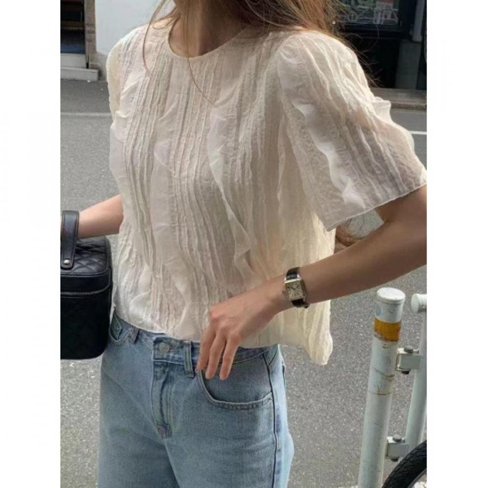 Rellawear Natural Wrinkle Frill Blouse