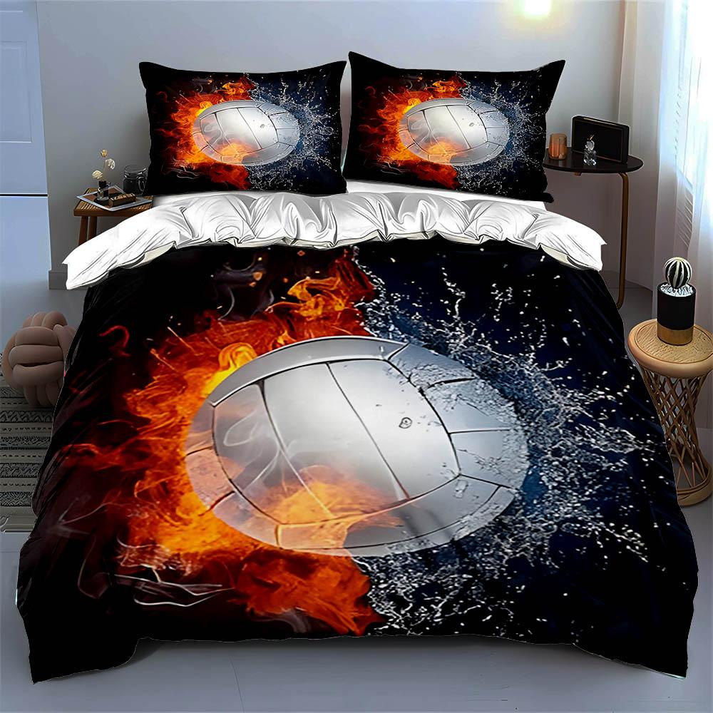 Fiery volleyball splash. Bedding Duvet cover sets Duvet covers Pillowcases gifts (1 * Duvet Cover 2 * Pillowcases, without duvet insert)