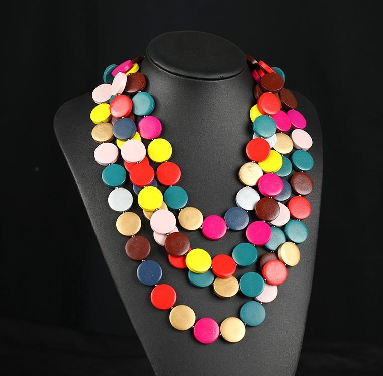 Handmade Exaggerated Bohemian Wooden Bead Necklace All-match Necklace Jewelry Sweater Necklace Chain Personalized Holiday Accessories